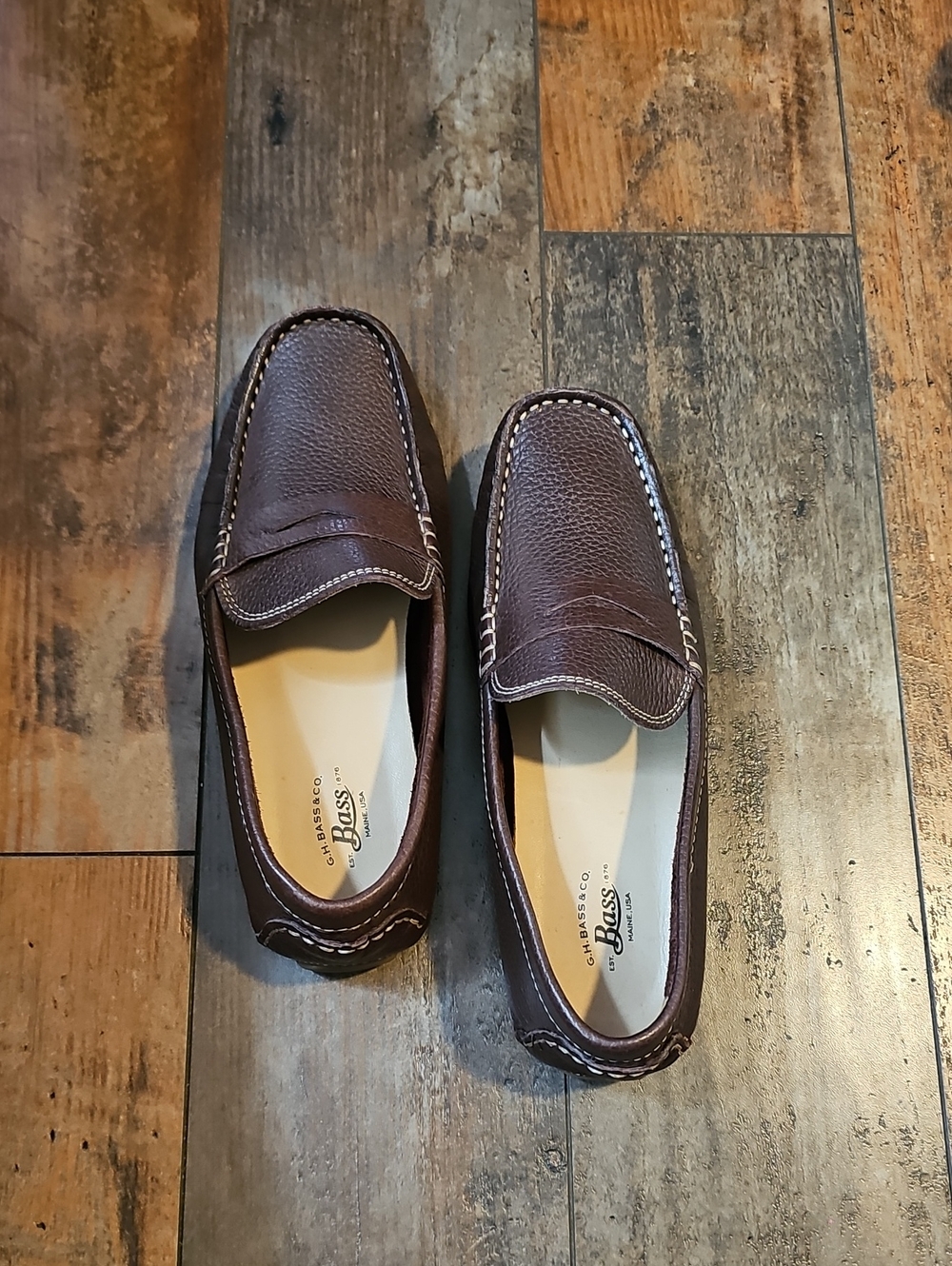 Bass Brown Pebbled Leather Penny Loafers